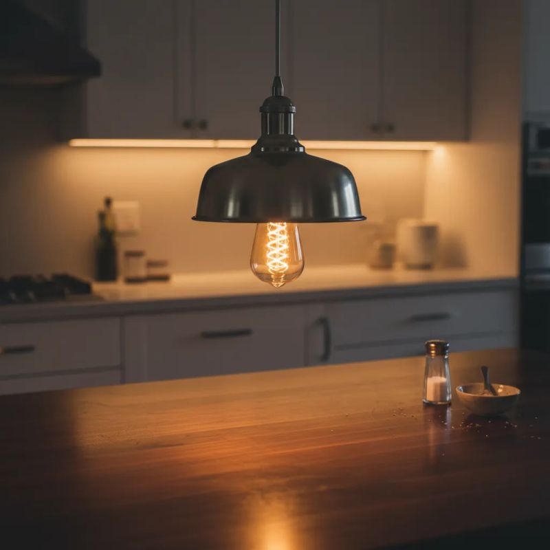 New LED lighting installed inside a commercial workspace