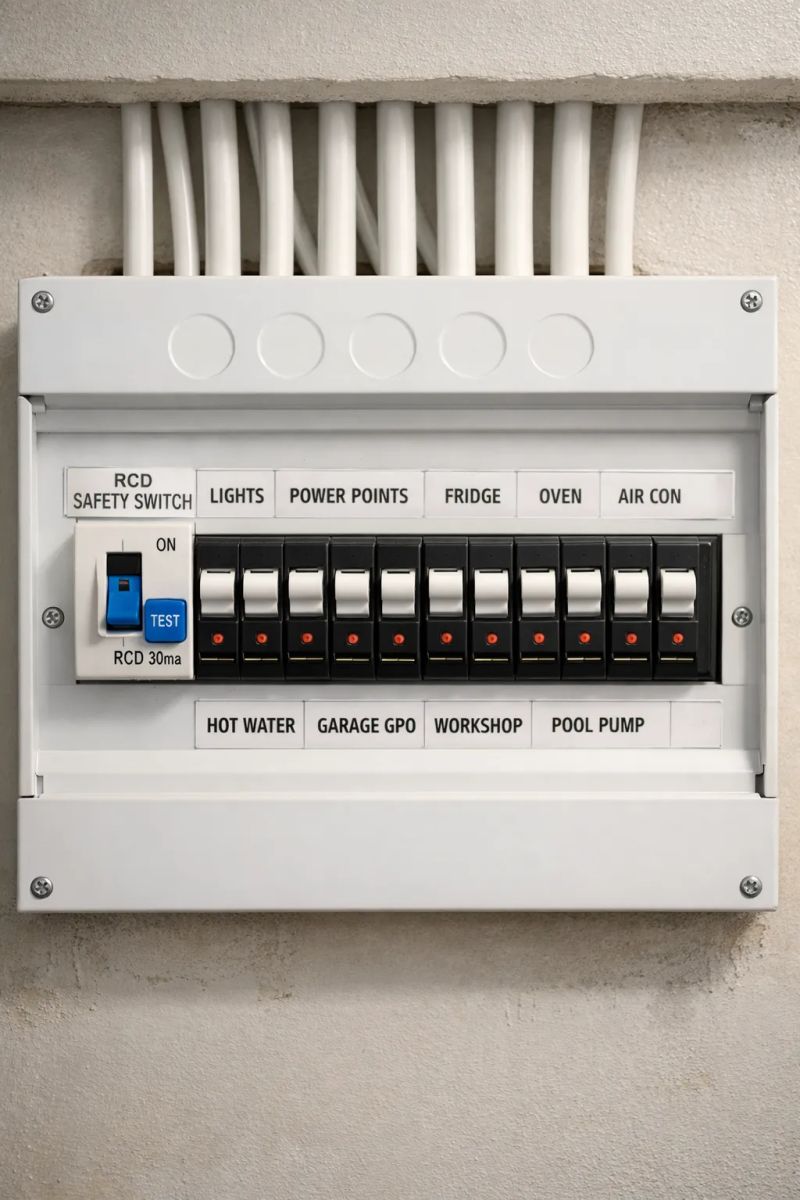 CA Commercial Electric Inc. electrician inspecting a commercial electrical panel in Murrieta, CA